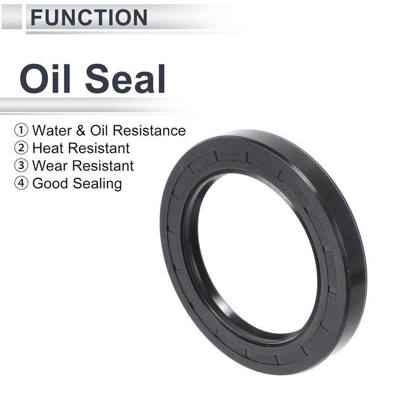 RATCHROLL Universal Oil Seal TC Double Lip W Steel Spring Seal Ring Rotary Shaft Seal 70x100x13mm High Pressure NBR Rubber Black 5 Pcs - Image 3